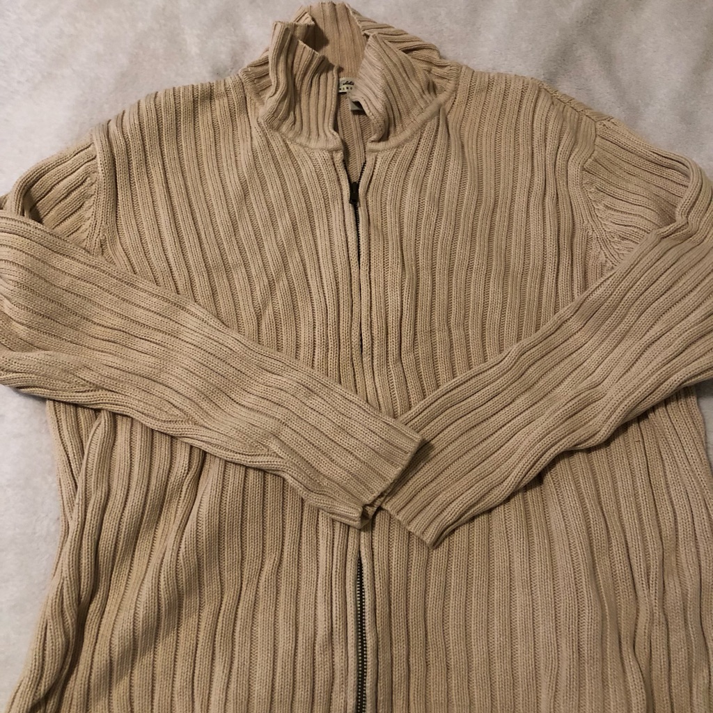 Eddie Bauer Beige Knit Zip-Up Cardigan